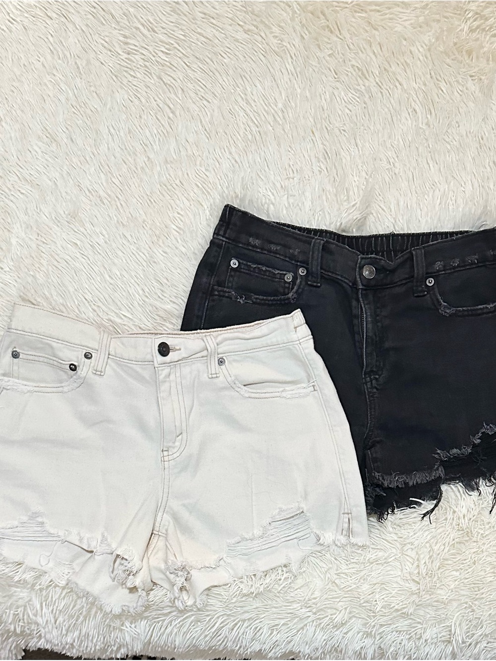 Two pair of daisy dukes lol - Denim Cutoff Shorts in Black and Ivory!
